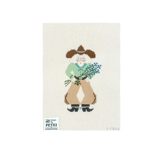 Painted Pony Designs Petei Santas: Bluebonnet Santa Needlepoint Canvas