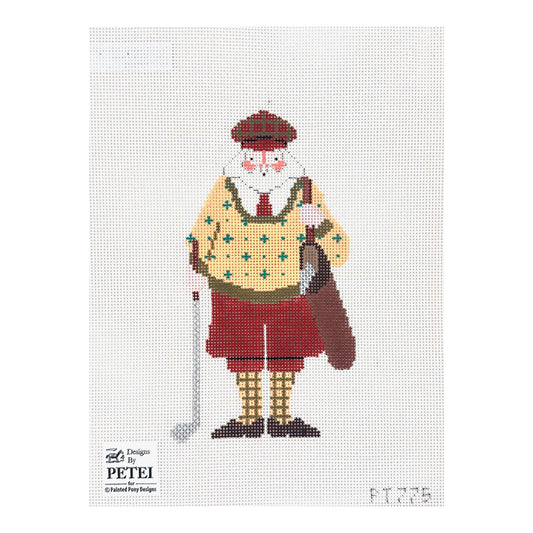 Painted Pony Designs Petei Santas: Golfing Santa Needlepoint Canvas