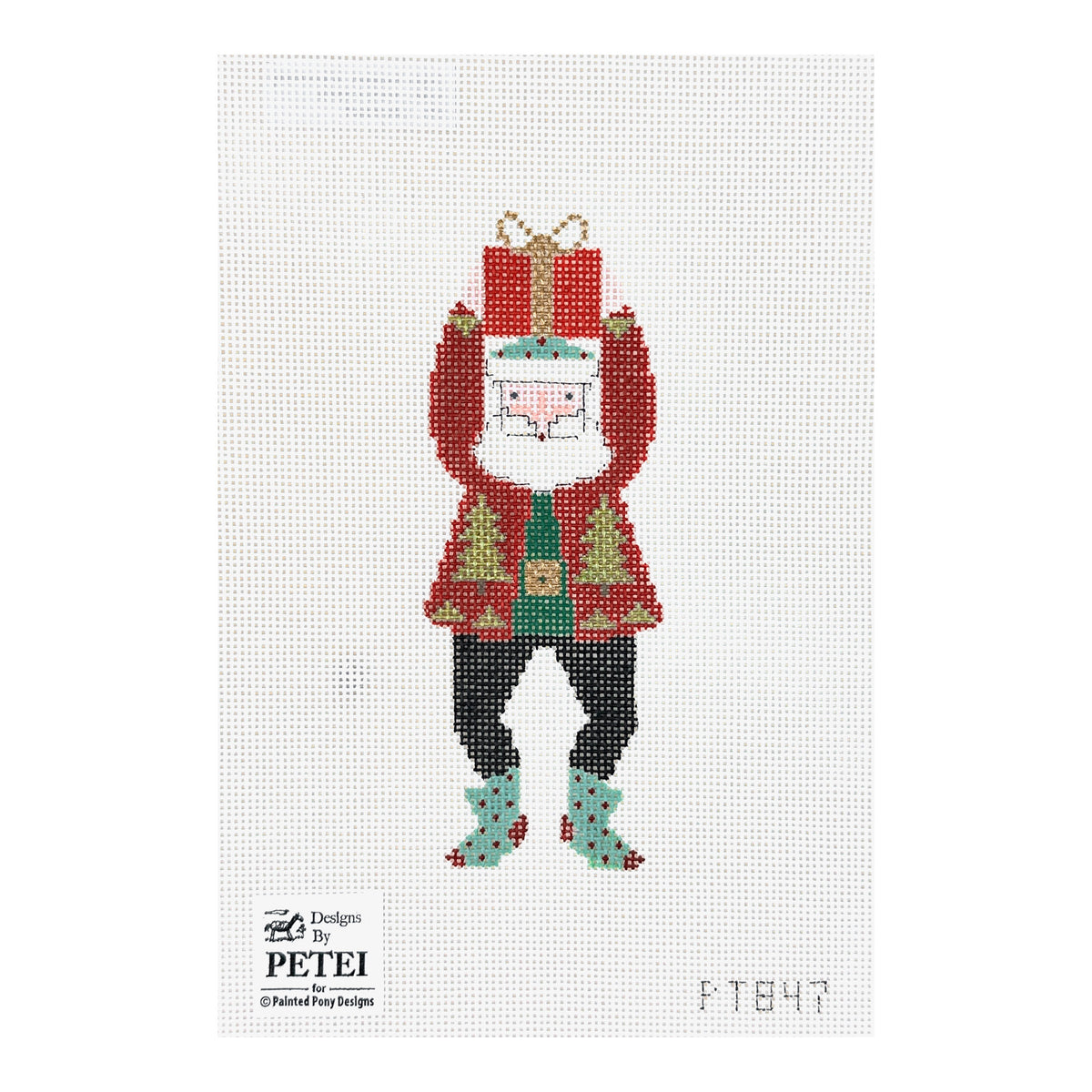 Painted Pony Designs Petei Santas: Jump for Joy Santa Needlepoint Canvas