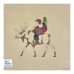 Painted Pony Designs Petei Santas: Moose Santa Needlepoint Canvas