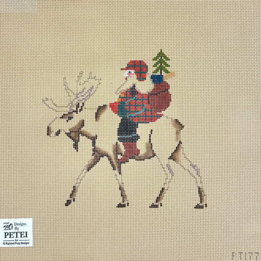 Painted Pony Designs Petei Santas: Moose Santa Needlepoint Canvas