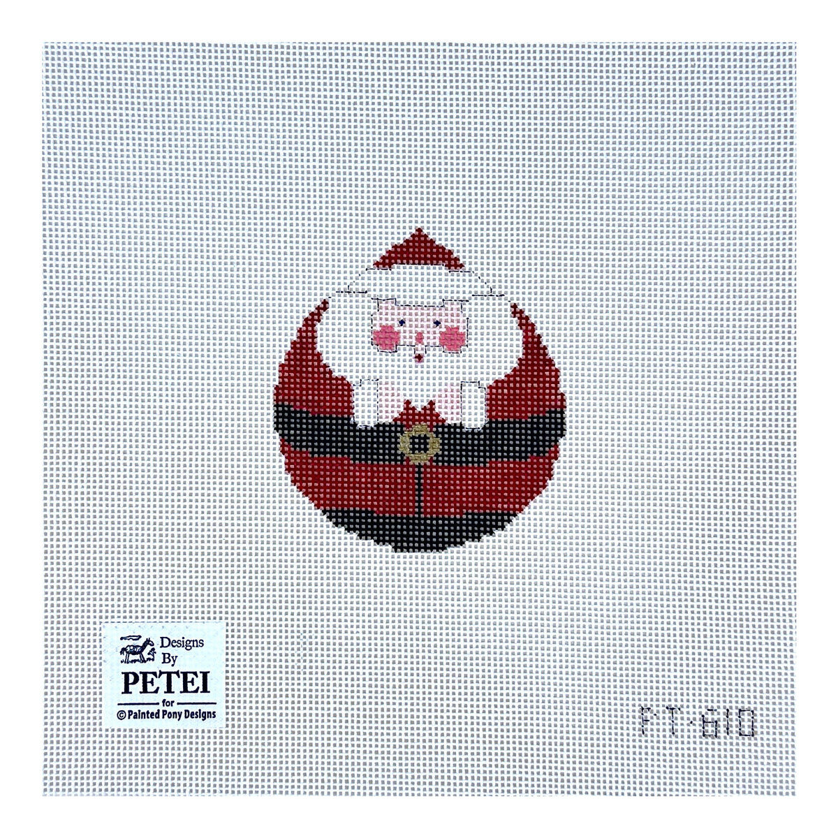 Painted Pony Designs Petei Santas: Round Santa Needlepoint Canvas
