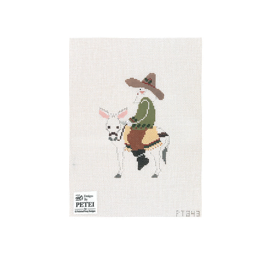 Painted Pony Designs Petei Santas: Santa On Burro Needlepoint Canvas