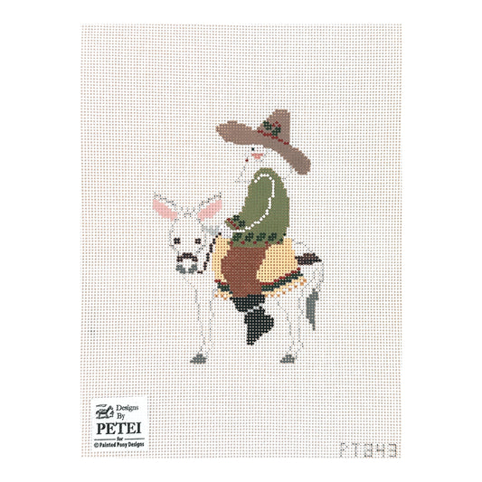 Painted Pony Designs Petei Santas: Santa On Burro Needlepoint Canvas