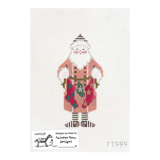 Painted Pony Designs Petei Santas: Stocking Santa Needlepoint Canvas