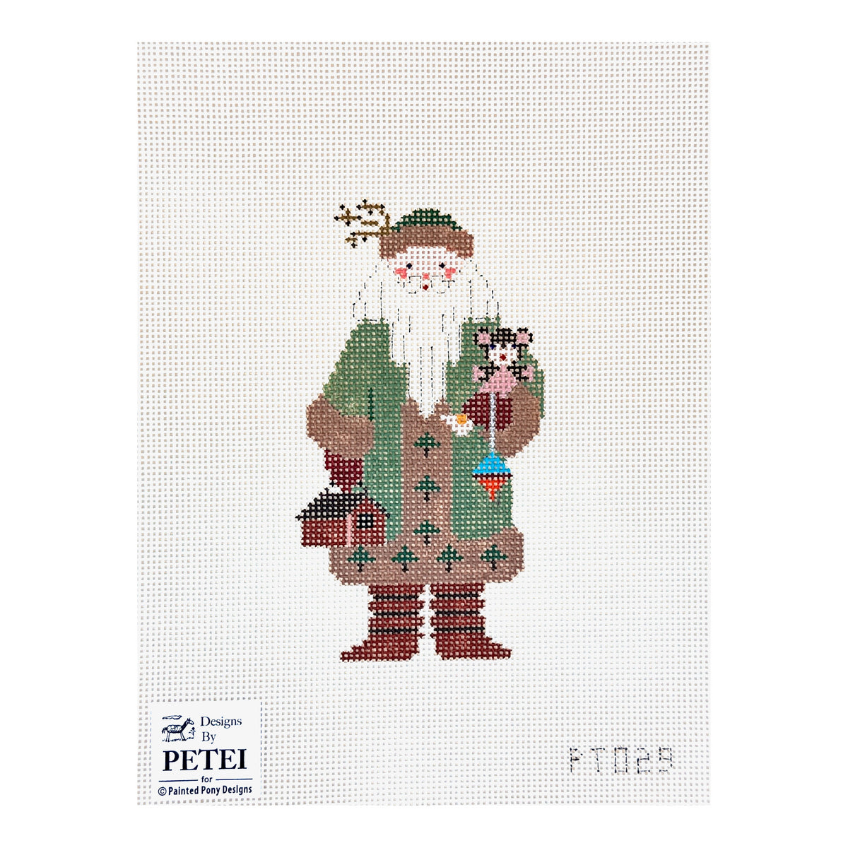 Painted Pony Designs Petei Santas: Woodsman Santa Needlepoint Canvas