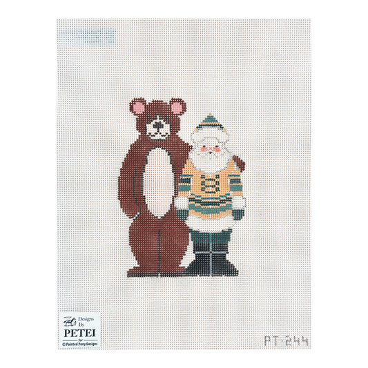 Painted Pony Petei Designs Santas: Bear Hug Santa Needlepoint Canvas
