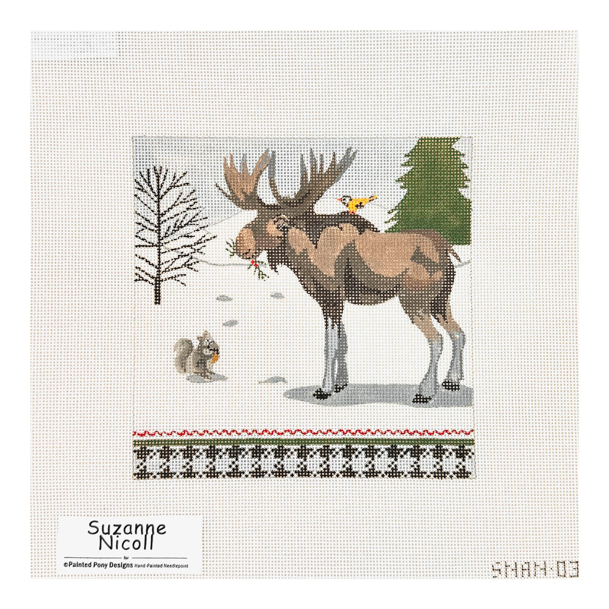 Painted Pony Designs Suzanne Nicoll Winter Moose Needlepoint Canvas