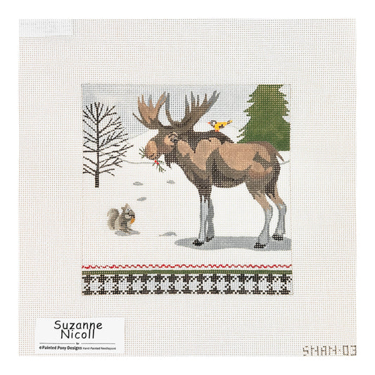 Painted Pony Designs Suzanne Nicoll Winter Moose Needlepoint Canvas