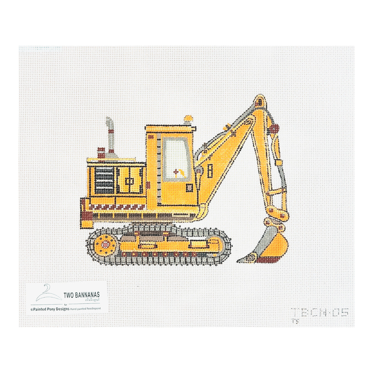 Painted Pony Designs Two Bananas Excavator Needlepoint Canvas