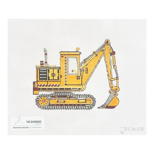 Painted Pony Designs Two Bananas Excavator Needlepoint Canvas