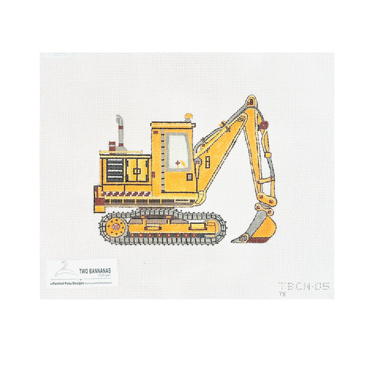 Painted Pony Designs Two Bananas Excavator Needlepoint Canvas