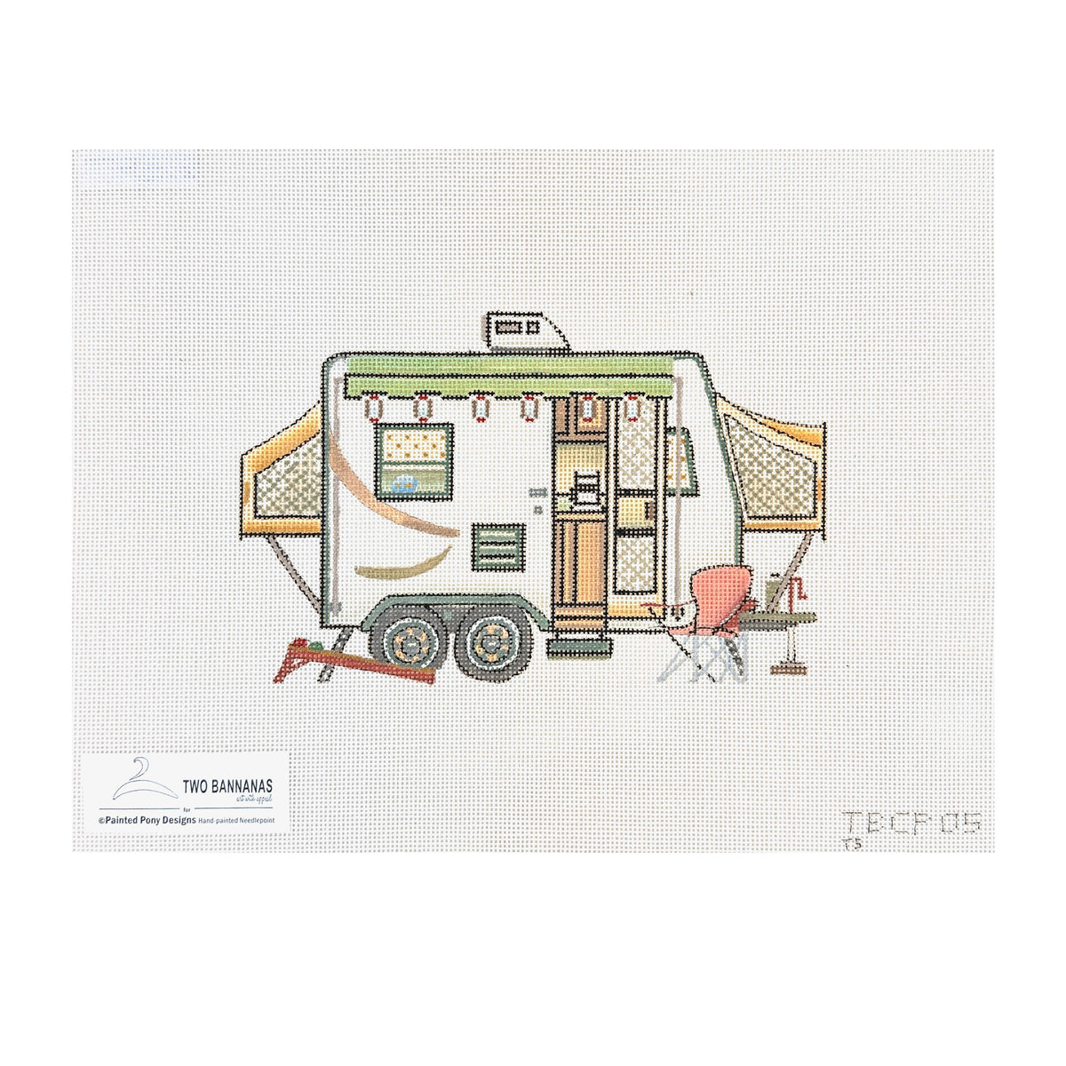 Painted Pony Designs Two Bananas Vintage Camper Needlepoint Canvas