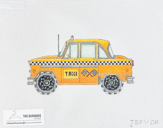 Painted Pony Designs Two Bananas Yellow Taxi Needlepoint Canvas