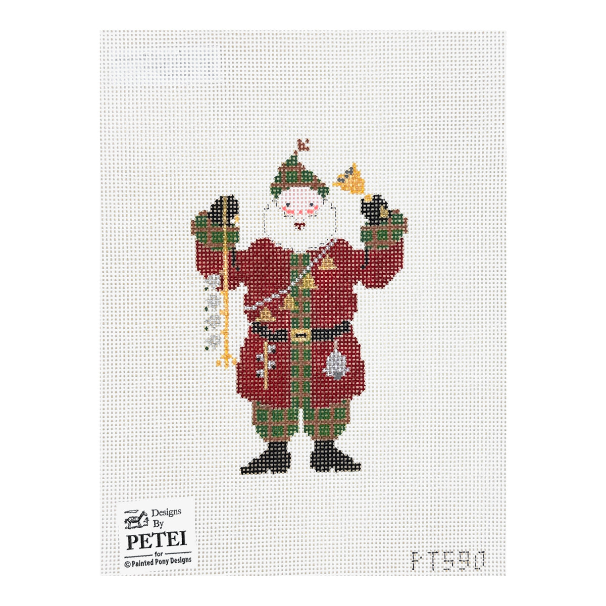 Panted Pony Designs Petei Santas: Bells Santa Needlepoint Canvas