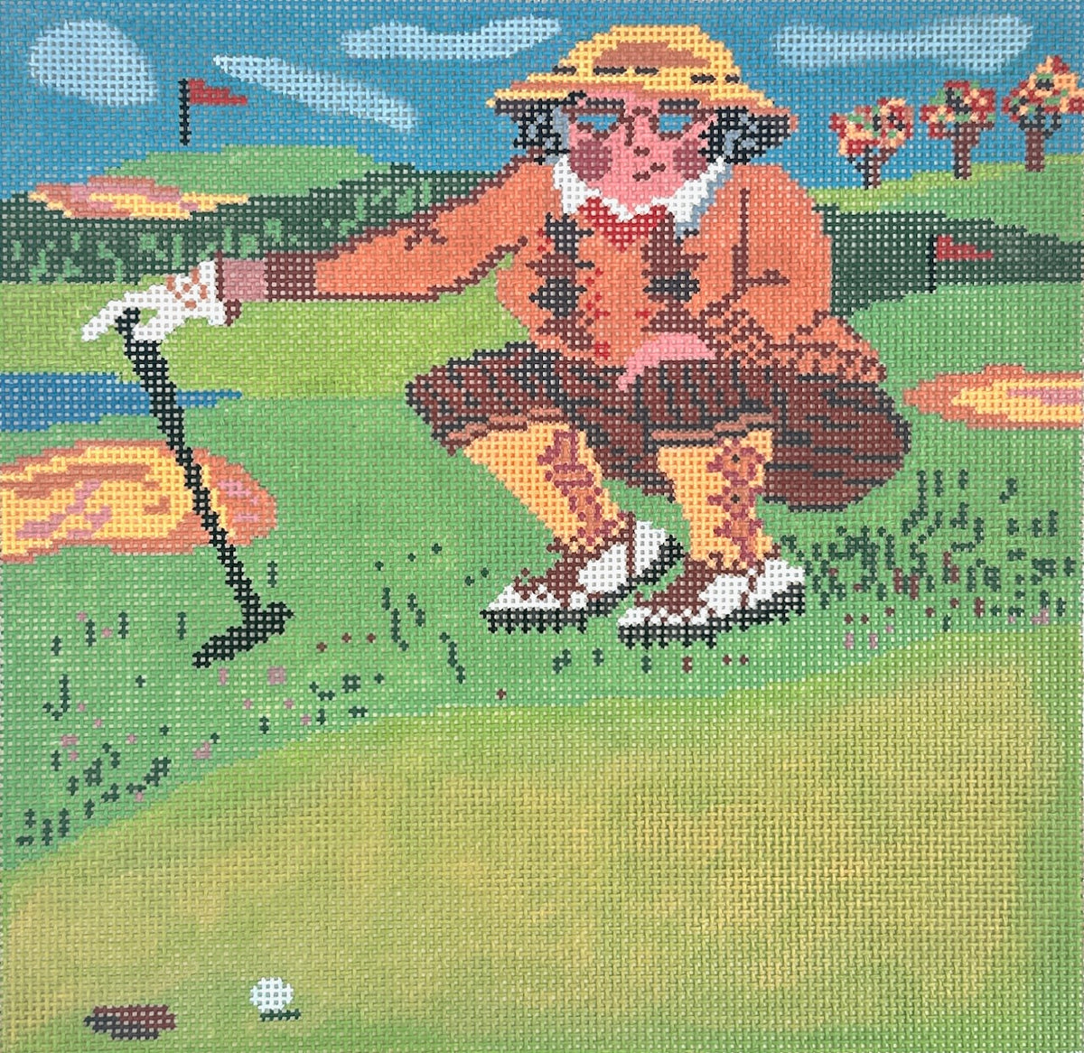 Cooper Oaks Design Putting for Birdie Needlepoint Canvas