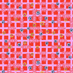 Penny Jeffries Blostma & Song Blueberry Dancefloor Cotton Fabric - Red