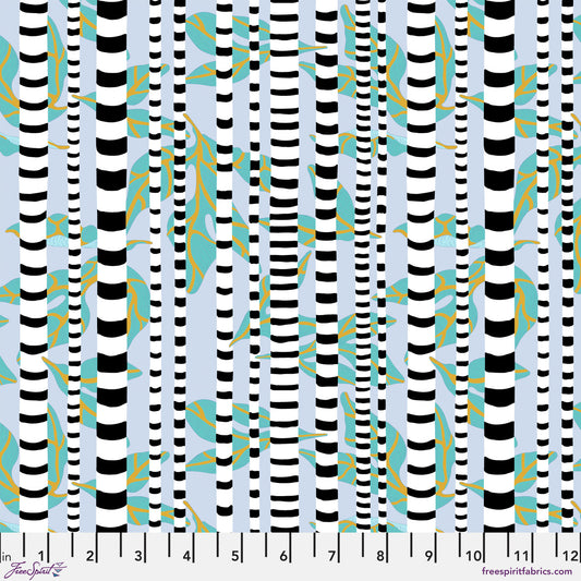 Penny Jeffries Blostma & Song Stem Lemonade Cotton Fabric - Turquoise