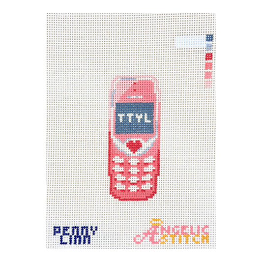 Penny Linn Angelic Stitch TTYL Y2k Phone Needlepoint Canvas - Pink