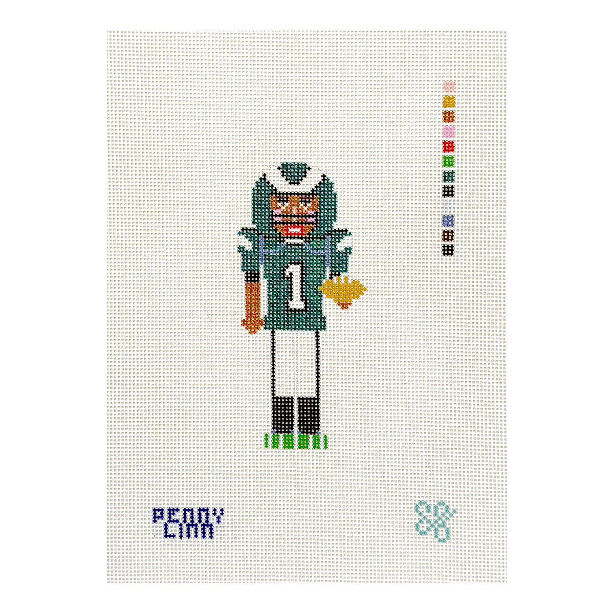 Penny Linn SG Designs Mini Football Player Nutcracker Needlepoint Canvas