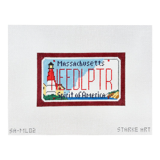 Pepperberry Designs Massachusetts Mini License Plate Needlepoint Canvas