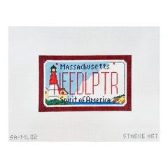 Pepperberry Designs Massachusetts Mini License Plate Needlepoint Canvas