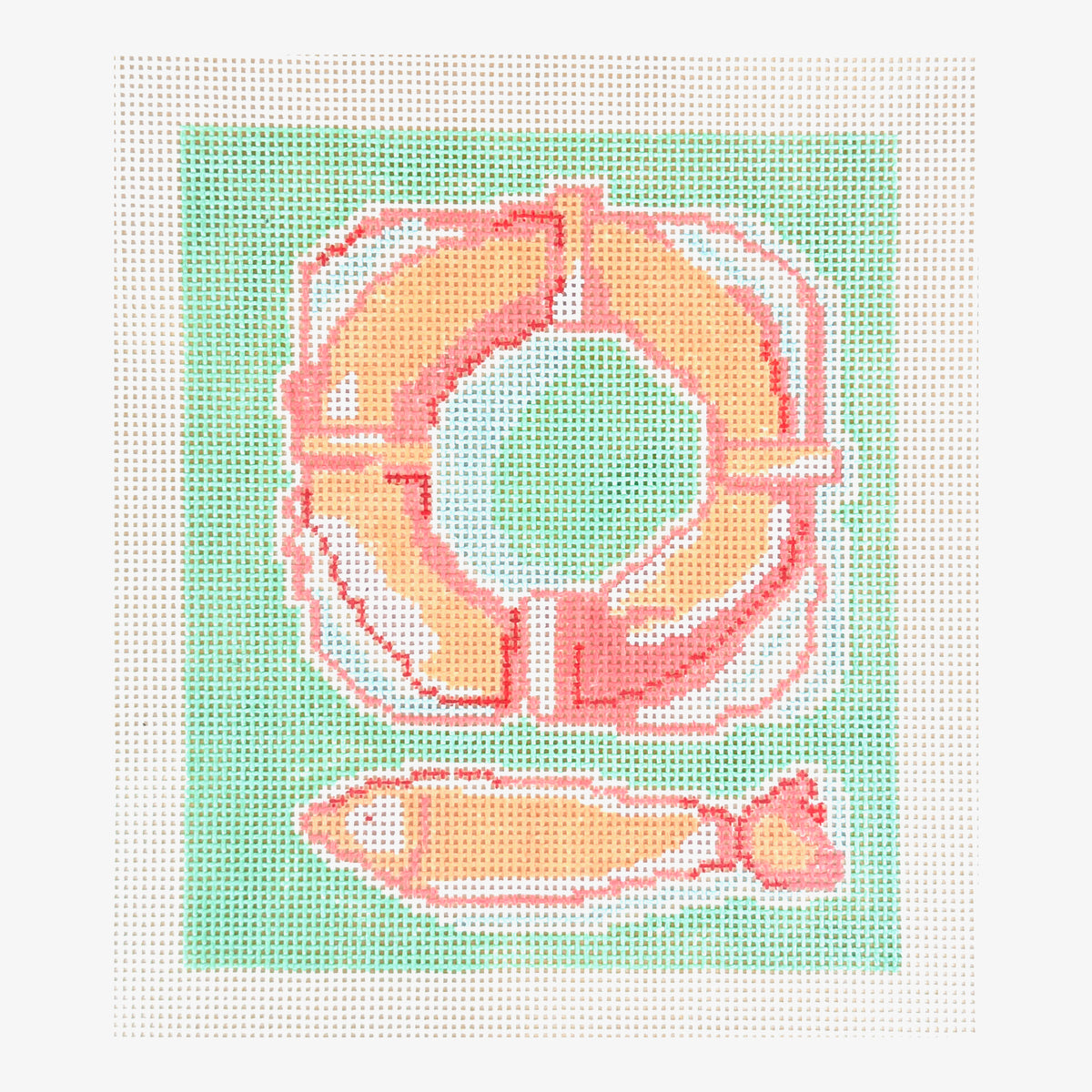 Petite Palm Stitchery A Clever Spark Michal Sparks Life Preserver and Fish Needlepoint Canvas
