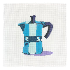 Petite Palm Stitchery Blue Moka Pot Needlepoint Canvas