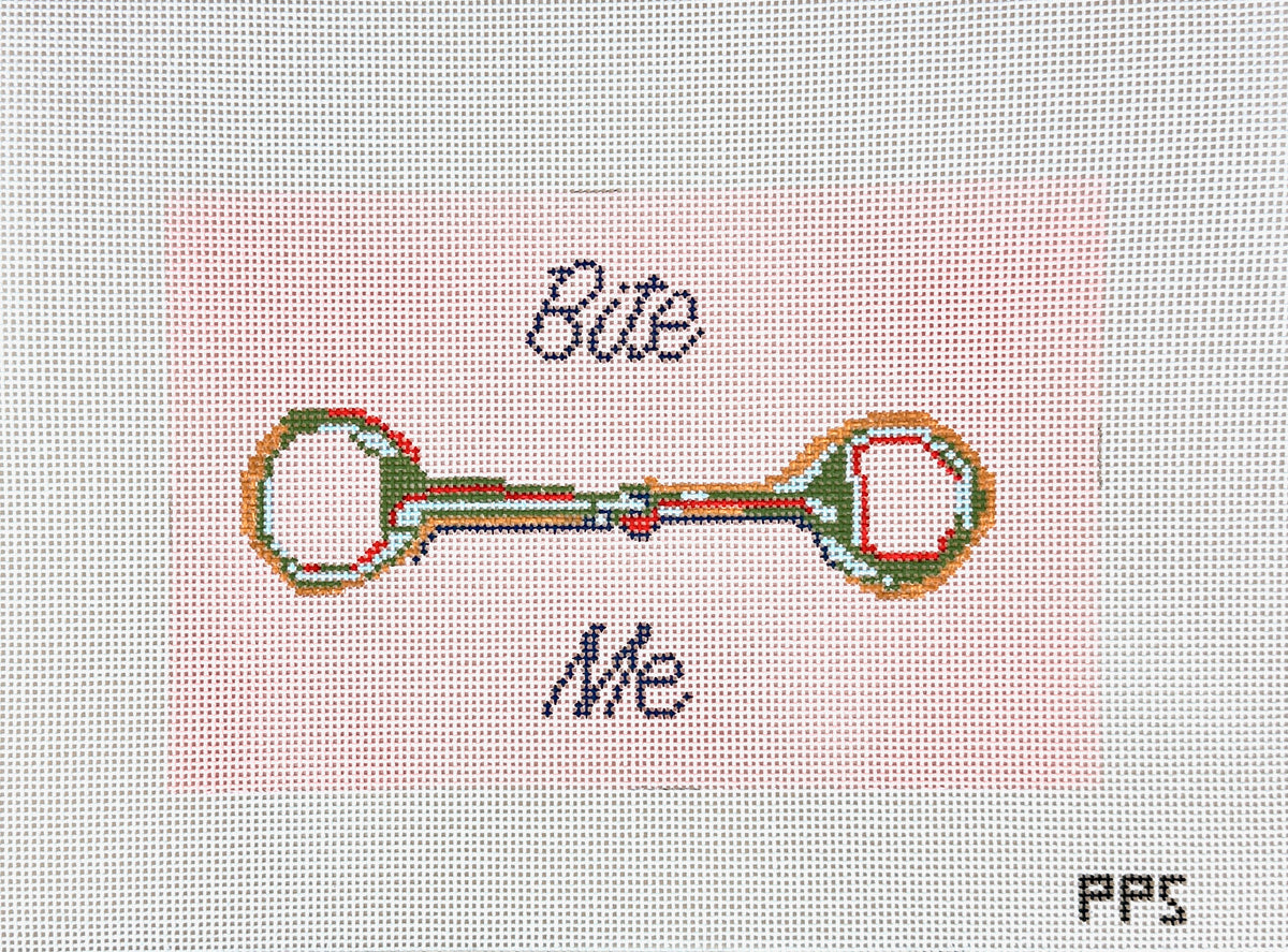 Petite Palm Stitchery Bite Me Needlepoint Canvas - Pink
