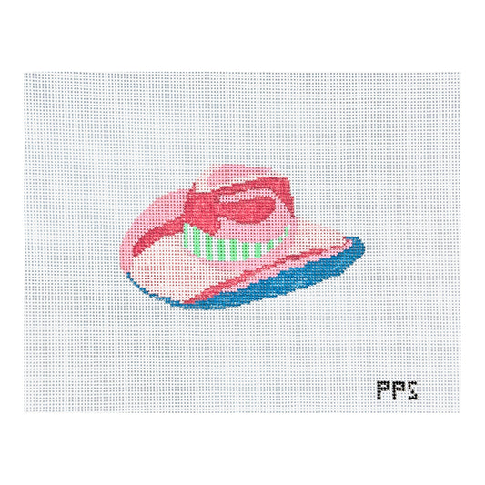 Petite Palm Stitchery Pink Cowboy Hat Needlepoint Canvas