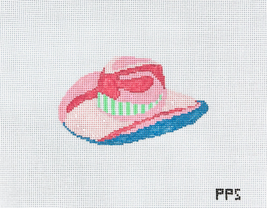 Petite Palm Stitchery Pink Cowboy Hat Needlepoint Canvas