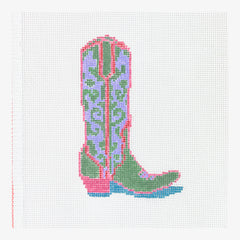 Petite Palm Stitchery Purple Cowboy Boot Needlepoint Canvas