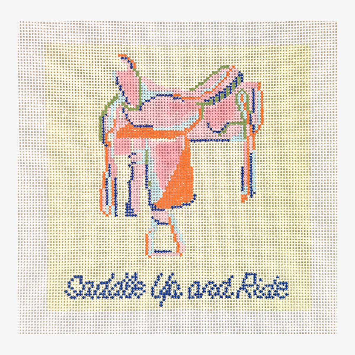 Petite Palm Stitchery Western Saddle Saddle Up and Ride Needlepoint Canvas