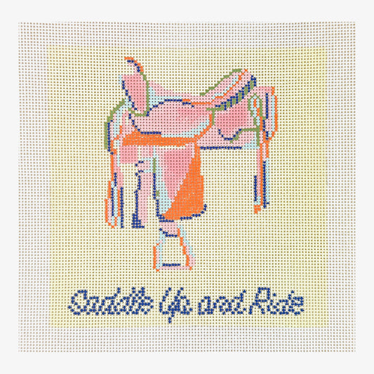 Petite Palm Stitchery Western Saddle Saddle Up and Ride Needlepoint Canvas