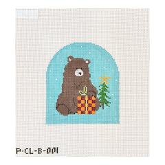 Pippin Studio Bear with Checkered Package Needlepoint Canvas