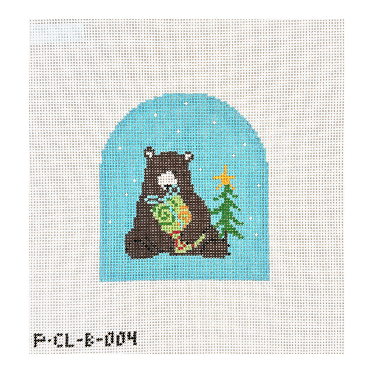 Pippin Studio Bear with Swirl Package Needlepoint Canvas