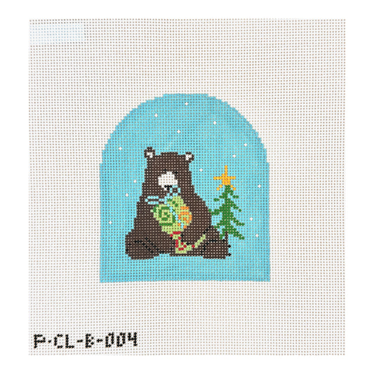 Pippin Studio Bear with Swirl Package Needlepoint Canvas