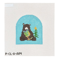 Pippin Studio Bear with Swirl Package Needlepoint Canvas