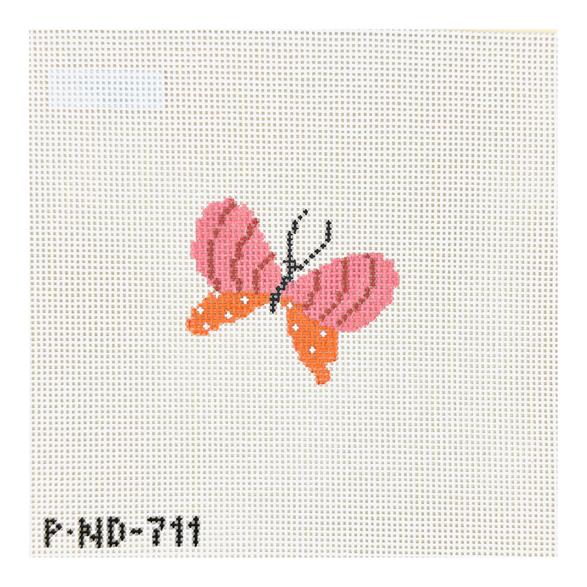 Pippin Studio Mini Butterfly with Pink Striped Wings Needlepoint Canvas