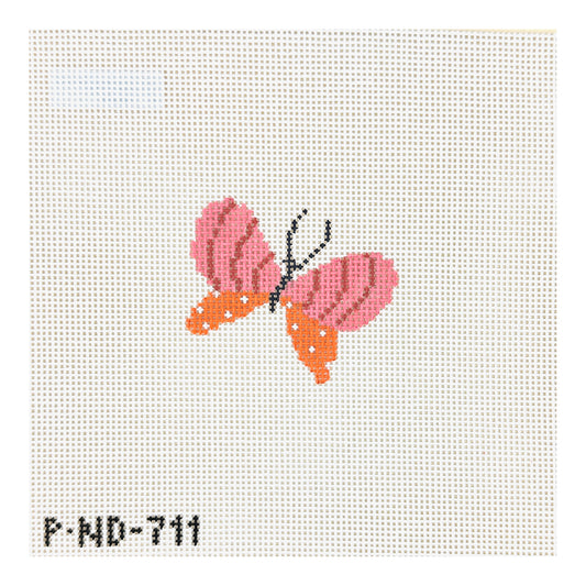 Pippin Studio Mini Butterfly with Pink Striped Wings Needlepoint Canvas