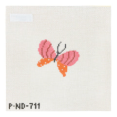 Pippin Studio Mini Butterfly with Pink Striped Wings Needlepoint Canvas