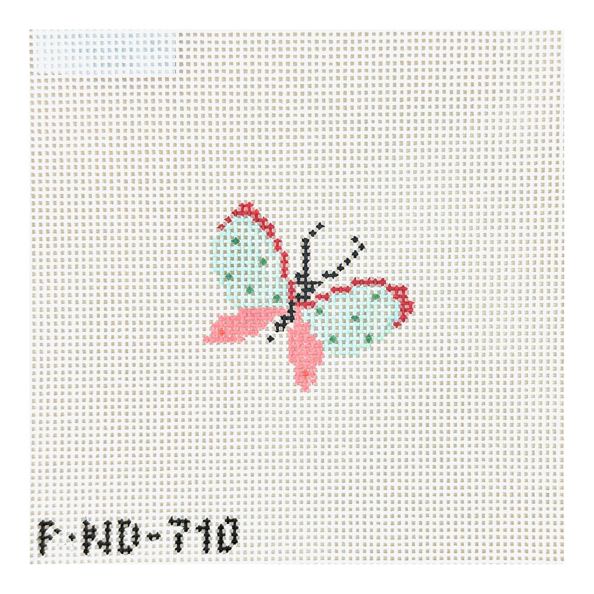 Pippin Studio Needlepoint Mini Butterfly with Green Dotted Wings Canvas