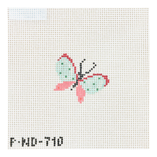 Pippin Studio Needlepoint Mini Butterfly with Green Dotted Wings Canvas