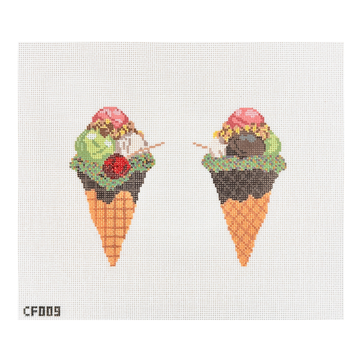Pippin Studio Petite Sweets Sundae Cone Needlepoint Canvas