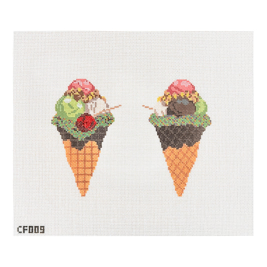 Pippin Studio Petite Sweets Sundae Cone Needlepoint Canvas