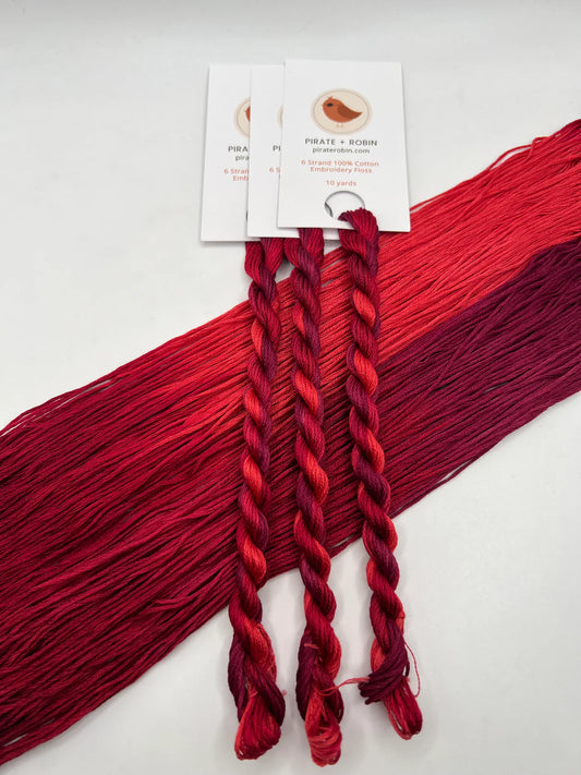 Pirate + Robin Variegated 6 Strand Embroidery Floss - Cranberry