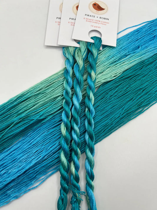 Pirate + Robin Variegated 6 Strand Embroidery Floss - Lagoon