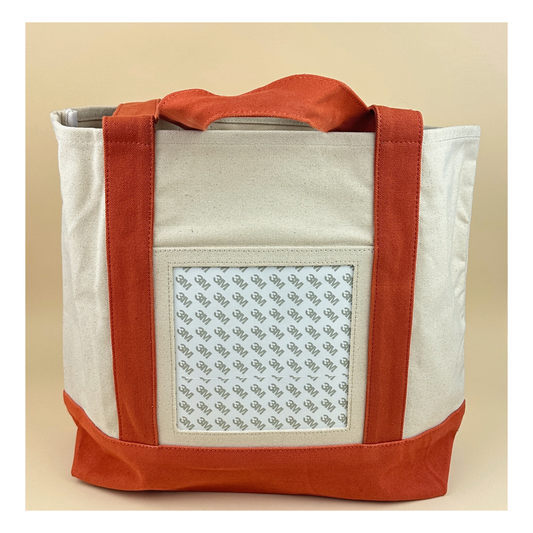 Planet Earth Large Cotton Canvas Self Finishing Tote Bag - Burnt Orange