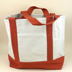 Planet Earth Large Cotton Canvas Self Finishing Tote Bag - Burnt Orange