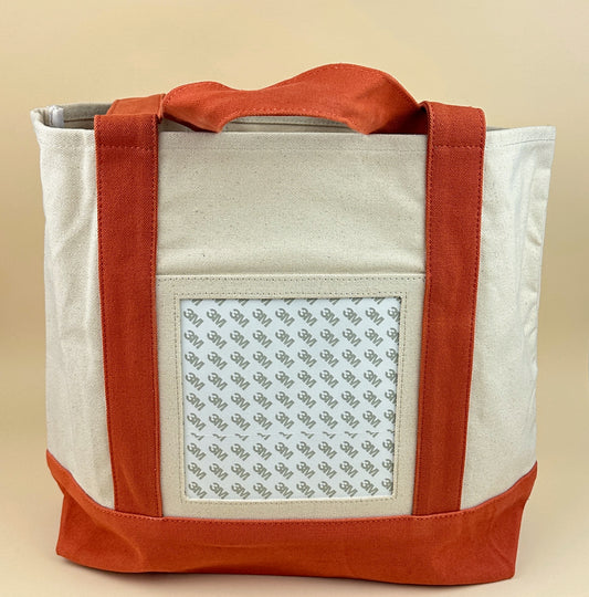 Planet Earth Large Cotton Canvas Self Finishing Tote Bag - Burnt Orange